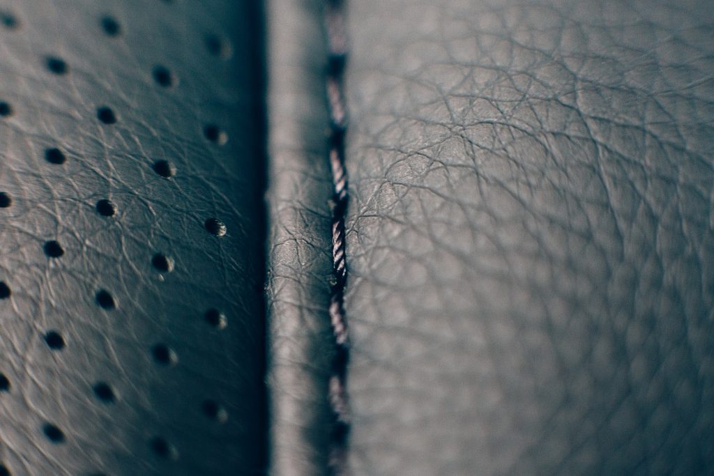 detail of a stitch of a leather upholstery
